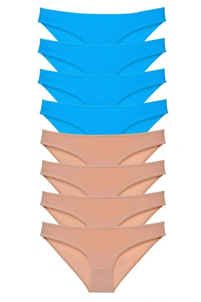 LitaeTrend 8 adet Eko Set Likralı Kadın Slip Külot Ten ve Mavi ürün görseli 1