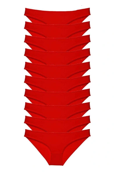 LitaeTrend 10 adet Süper Eko Set Likralı Kadın Slip Külot Kırmızı ürün görseli 1