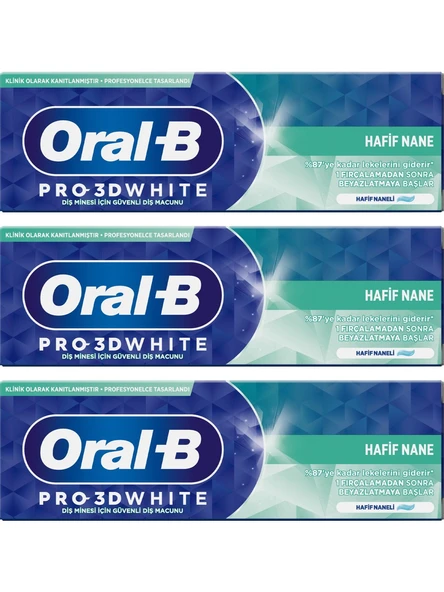 Oral-B Pro-3d White Diş Macunu 75 Ml. Hafif Nane 3 Adet ürün görseli 1