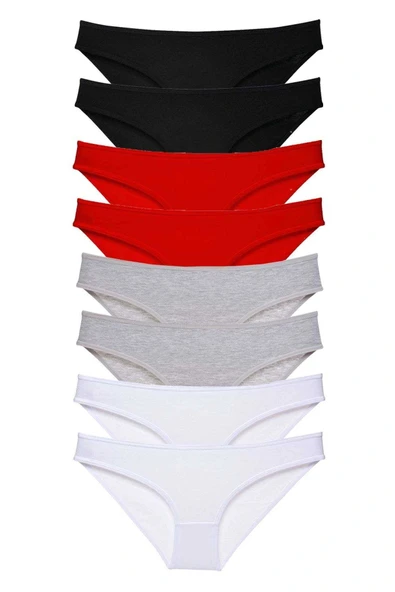 LitaeTrend 8 adet Süper Eko Set Likralı Kadın Slip Külot Siyah Kırmızı Gri Beyaz ürün görseli 1