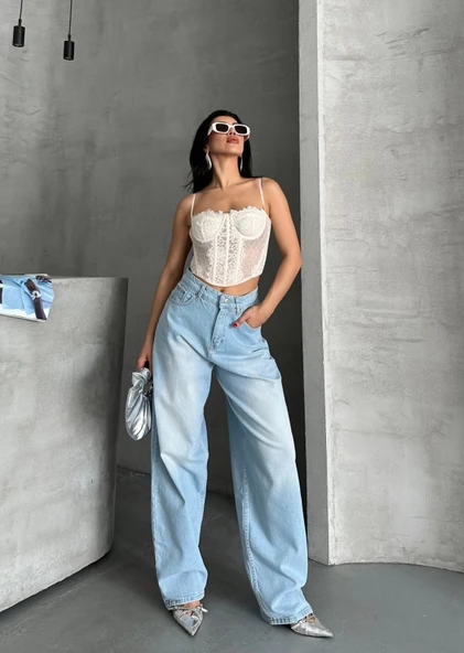 Baggy süper taş bıyık yıkama buz mavi d2007 ürün görseli 1