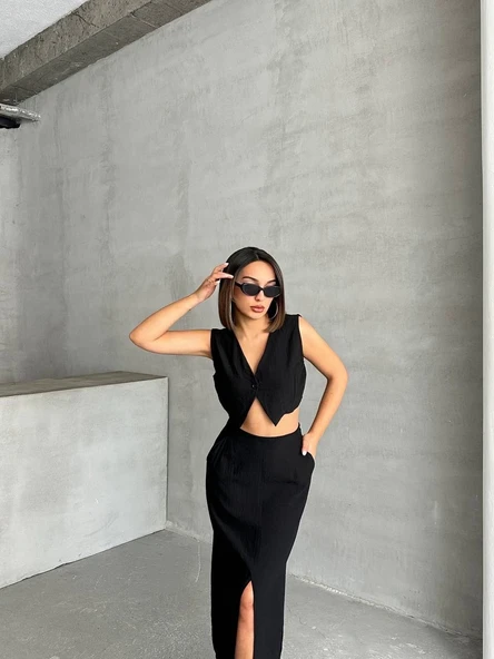 Çilek takım etek yelek - Resim 5