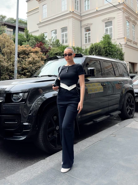 Düğme yakalı siyah alt üst takım s3943 ürün görseli 1