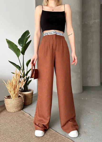 Flamlı kahve pantolon - Resim 6