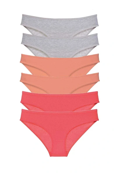 LitaeTrend 6 adet Süper Eko Set Likralı Kadın Slip Külot Gri Pudra Fuşya ürün görseli 1