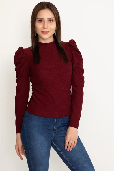 Prenses kol bluz bordo w3125 ürün görseli 1