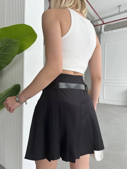 Kemerli pikseli şort etek - Resim 4