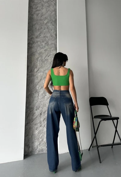 Baggy süper taş bıyık yıkama kahve tint jeans pantolon d2007 - Resim 2