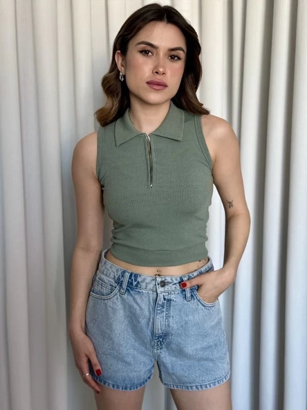 Kısa fermuarlı crop - Resim 2