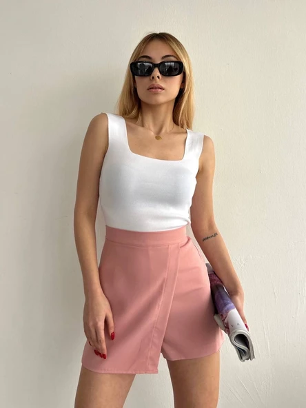 Kapaklı şort etek pudra s208 - Resim 3