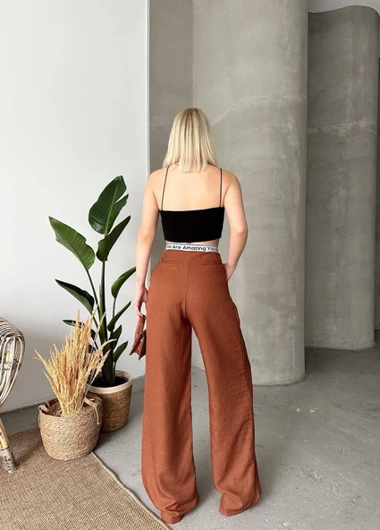 Flamlı kahve pantolon - Resim 5