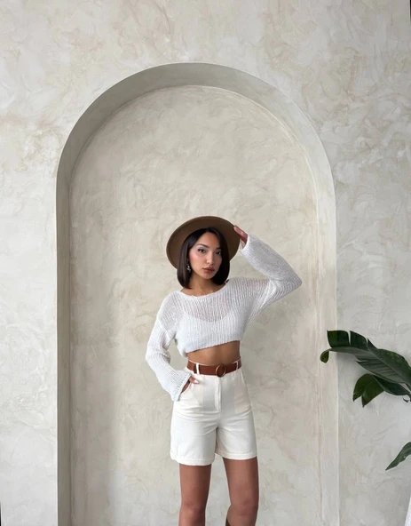 Gabardin kumaş şort - Resim 3