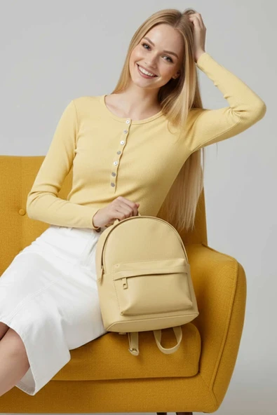 Çıtçıt Detaylı Bluz Sarı T4343 - Resim 3