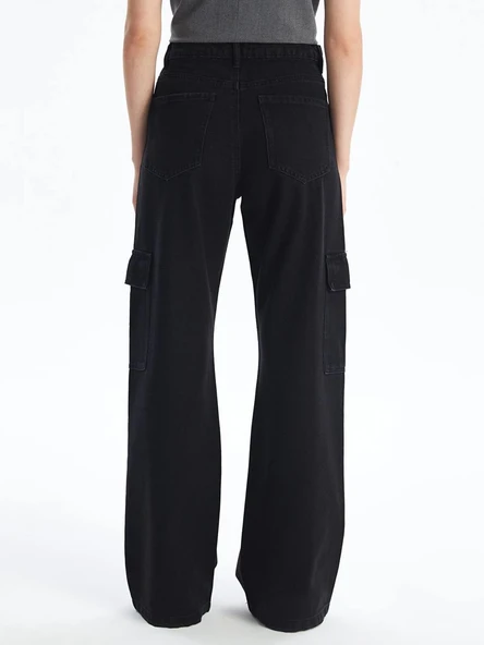 Kargo cep jeans pantolon siyah - Resim 3