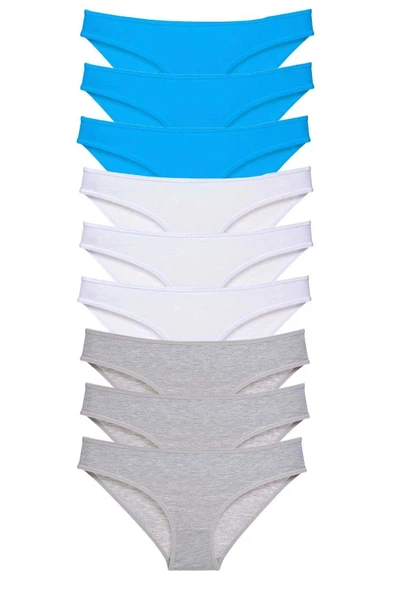 LitaeTrend 9 adet Süper Eko Set Likralı Kadın Slip Külot Gri Beyaz Mavi ürün görseli 1