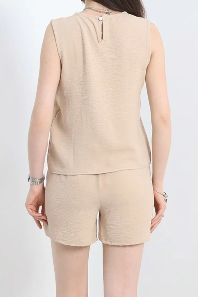 Şortlu Ayrobin takım bej - Resim 5