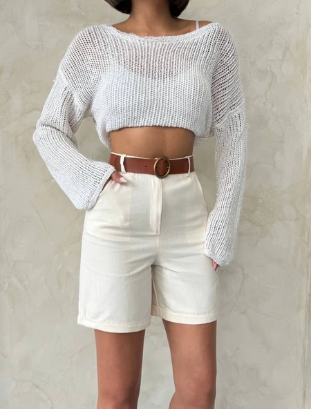 Gabardin kumaş şort - Resim 6