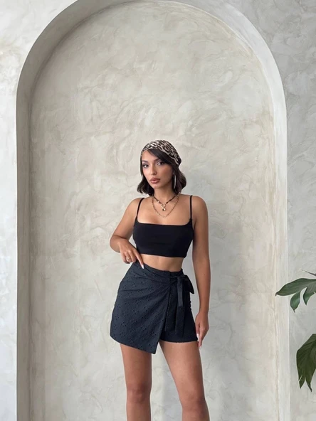 Brodeli şort etek s255075 - Resim 5