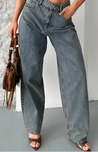 Baggy kar yıkama eskitme kahve jeans pantolon d2007 - Resim 6