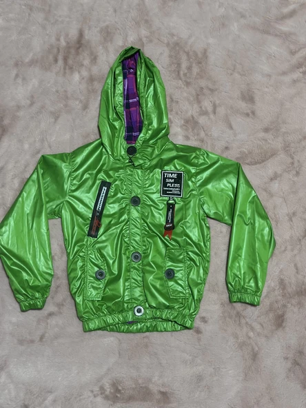 2-8 yaş arası erkek çocuk kapşonlu astarlı mont yağmurluk bennetton yeşil ürün görseli 1