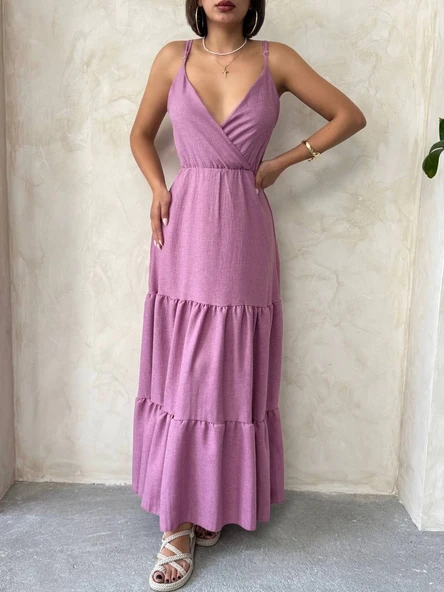 Fırfırlı katlı elbise s255049 - Resim 6