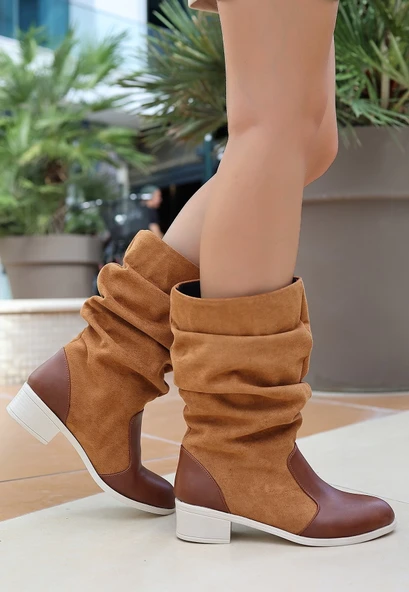 Jolin Taba Cilt Süet Detaylı Çizme - Resim 2