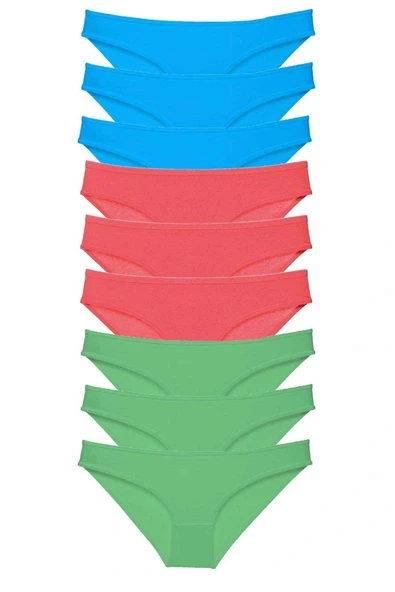 LitaeTrend 9 adet Süper Eko Set Likralı Kadın Slip Külot Yeşil Fuşya Mavi ürün görseli 1