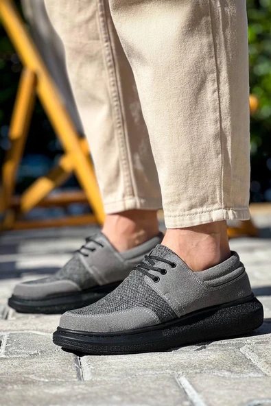 KB-042  Kuback Bağcıklı Gri Siyah Taban Günlük Erkek Ayakkabı - Resim 4