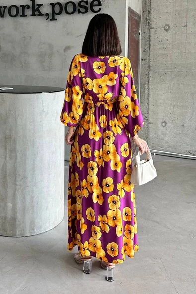 Çiçek baskılı elbise - Resim 3