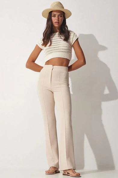 İthal krep kumaş palazzo pantolon - Resim 2