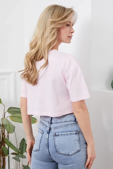 Baskılı Crop tişört - Resim 6