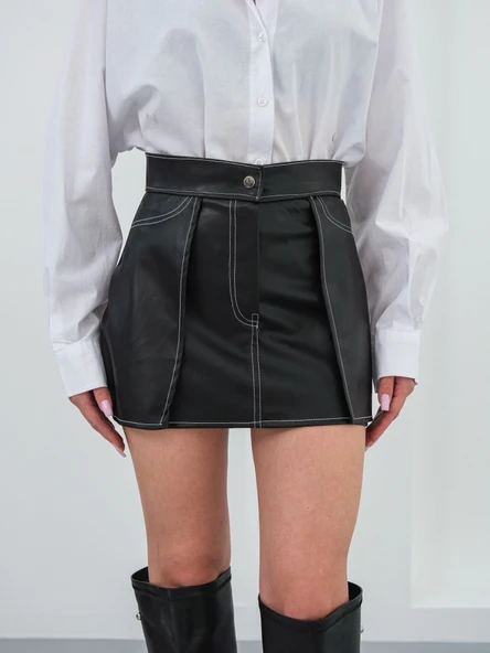 Kontrast deri etek siyah w260015 - Resim 7