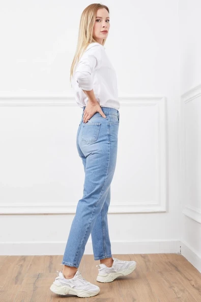 Yüksek bel mom jean pantolon - Resim 4