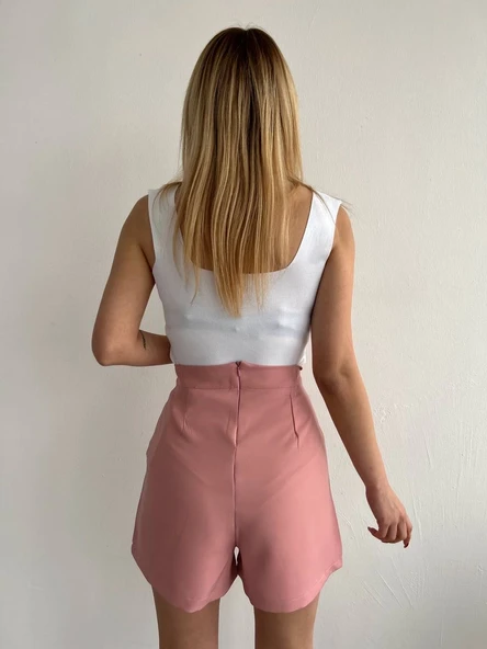 Kapaklı şort etek pudra s208 - Resim 2