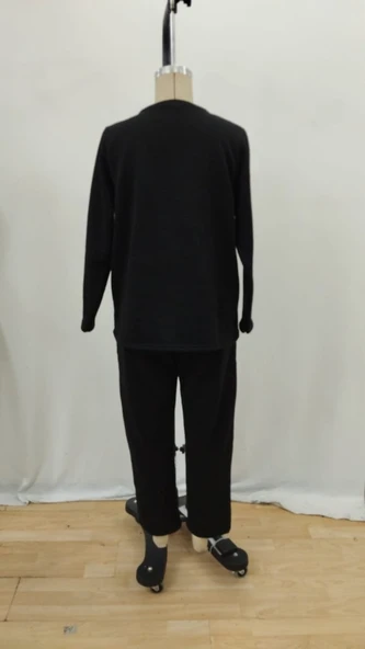 Kadın Uzun Kollu Yanları Nervurlu Viskon Iki Iplik Ve Pantolon Ikili Takım - Resim 7