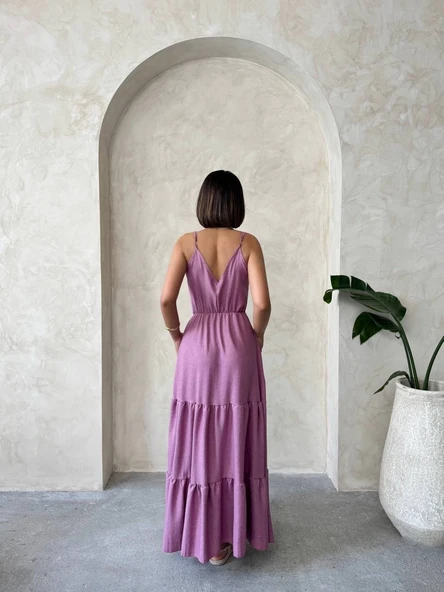 Fırfırlı katlı elbise s255049 - Resim 3