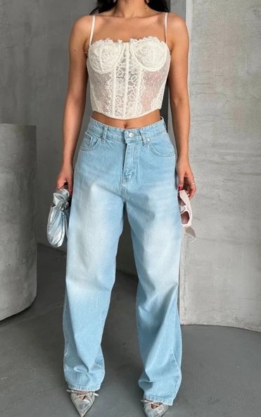 Baggy süper taş bıyık yıkama buz mavi d2007 - Resim 3