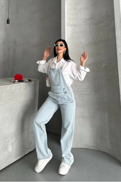 Pantolon kar yıkama salopet mavi d2514 - Resim 5