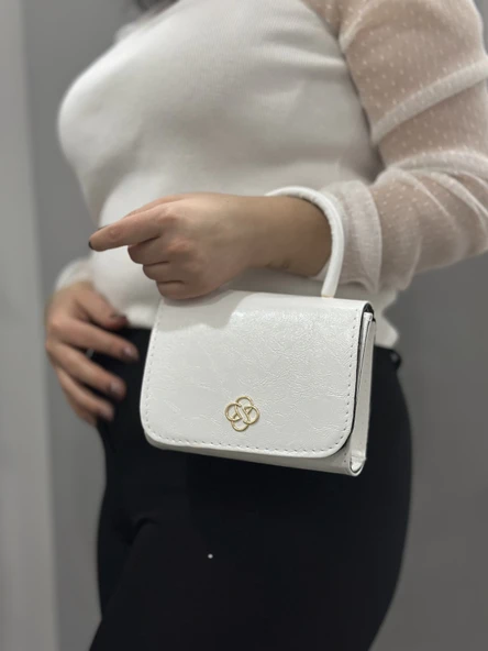 Beyaz cilt krash çanta - Resim 4