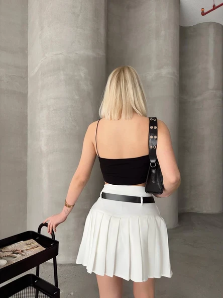 Kemerli pikseli şort etek - Resim 4