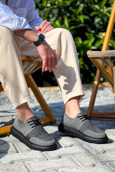 KB-042  Kuback Bağcıklı Gri Siyah Taban Günlük Erkek Ayakkabı ürün görseli 1