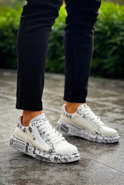 KB-02  Kuback Bağcıklı Crocodile Beyaz Gazete Günlük Erkek Ayakkabı ürün görseli 1