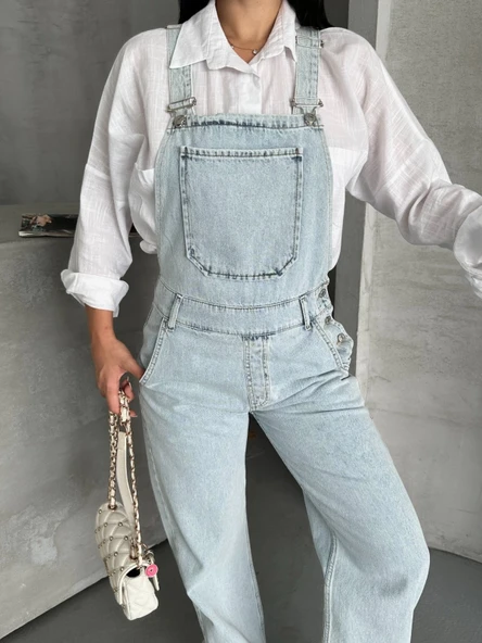 Pantolon kar yıkama salopet mavi d2514 - Resim 6