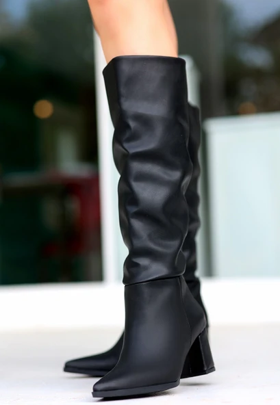 Roksa Siyah Cilt Topuklu Çizme ürün görseli 1