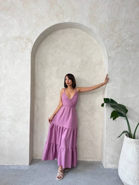 Fırfırlı katlı elbise s255049 - Resim 2