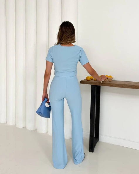 V aksesuarlı ottoman takım mavi s255850 - Resim 2