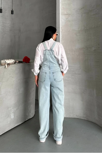 Pantolon kar yıkama salopet mavi d2514 - Resim 8