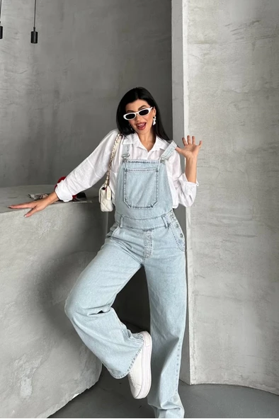 Pantolon kar yıkama salopet mavi d2514 - Resim 7