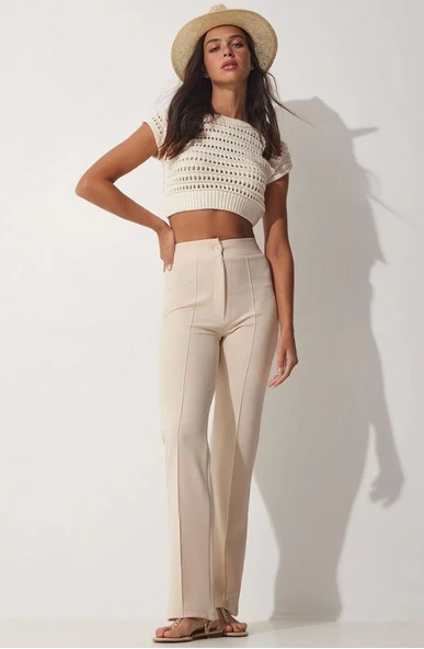 İthal krep kumaş palazzo pantolon - Resim 4