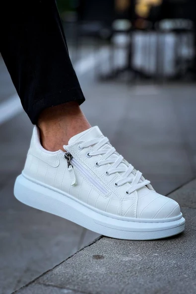 KB-309  Kuback Beyaz Fermuar Ve Bağcıklı  Günlük Erkek  Ayakkabı - Resim 6